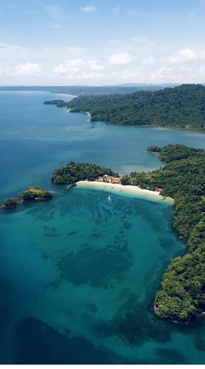 Coiba National Park coastline with turquoise water, Panama