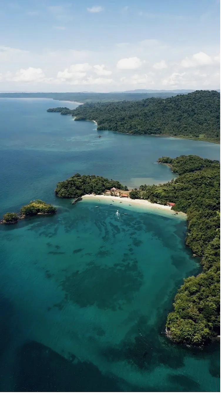 Aerial view of Coiba National Park, Panama